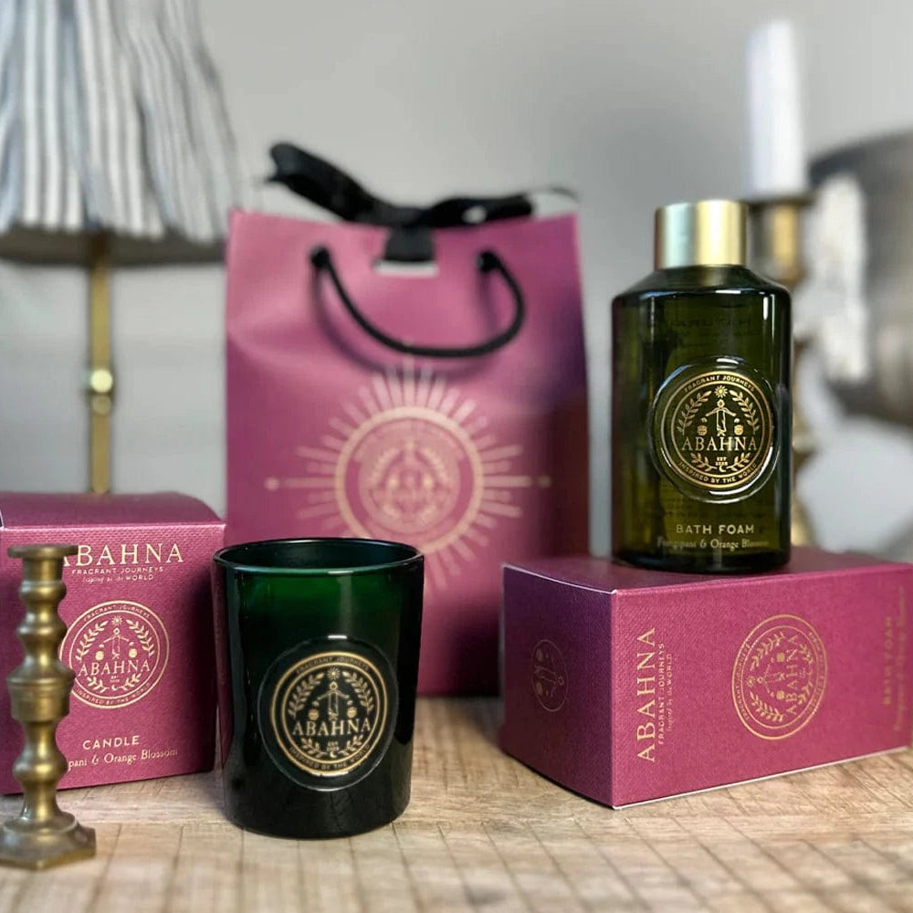Bath Foam Abahna Bath Foam & Candle Gift Set - Frangipani & Orange Blossom 26256