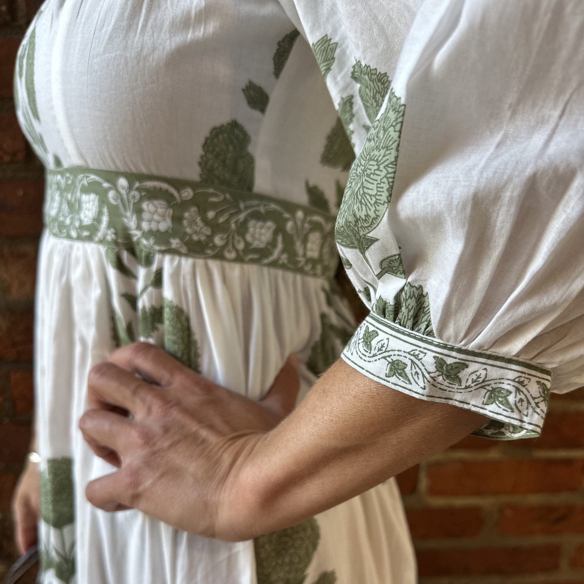 Dresses Block Print Cotton Dress - Olive Marigold