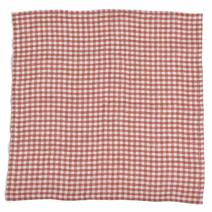 Cloth Checked Linen Napkin Rust 24995