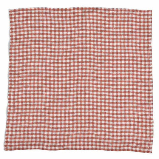 Cloth Checked Linen Napkin Rust 24995