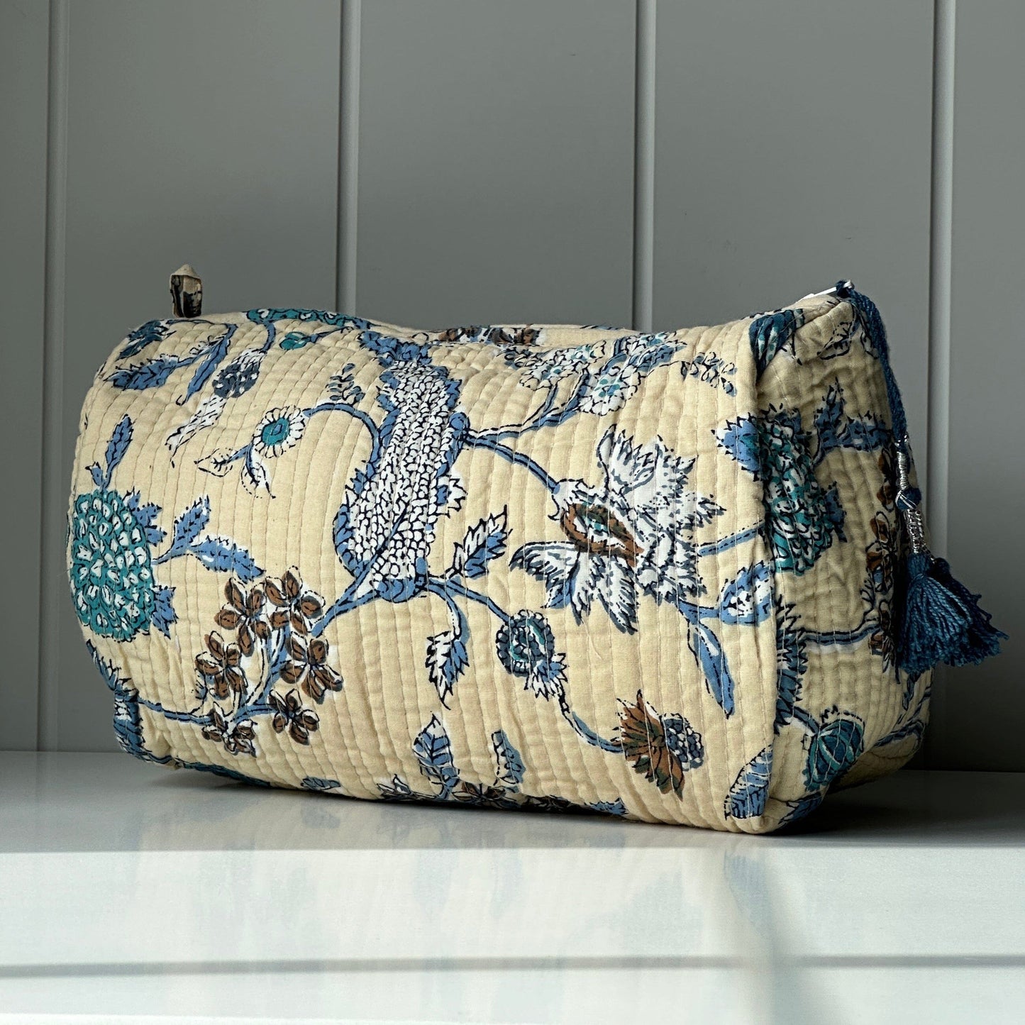 Lifestyle Cosmetics Bag - Blue Climbers on Cream Small 20591