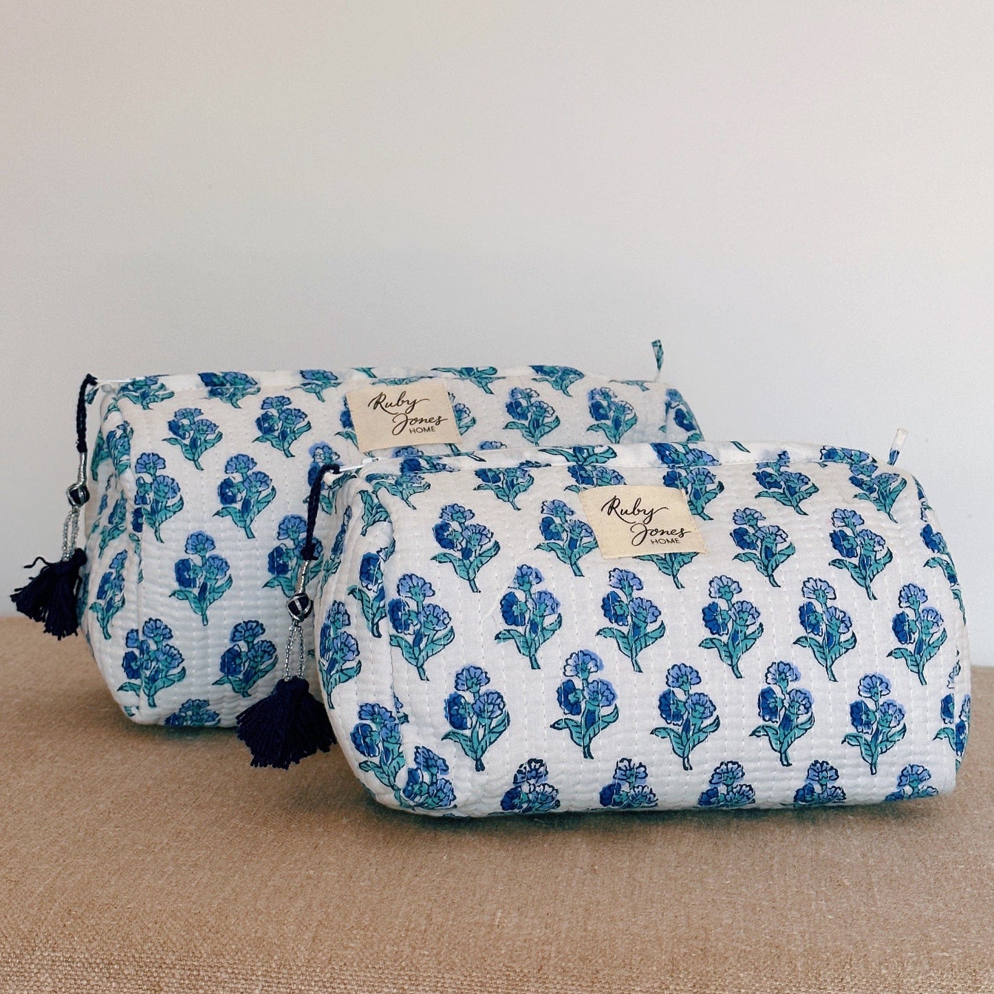 Lifestyle Cosmetics Bag - Blue Flowers on White