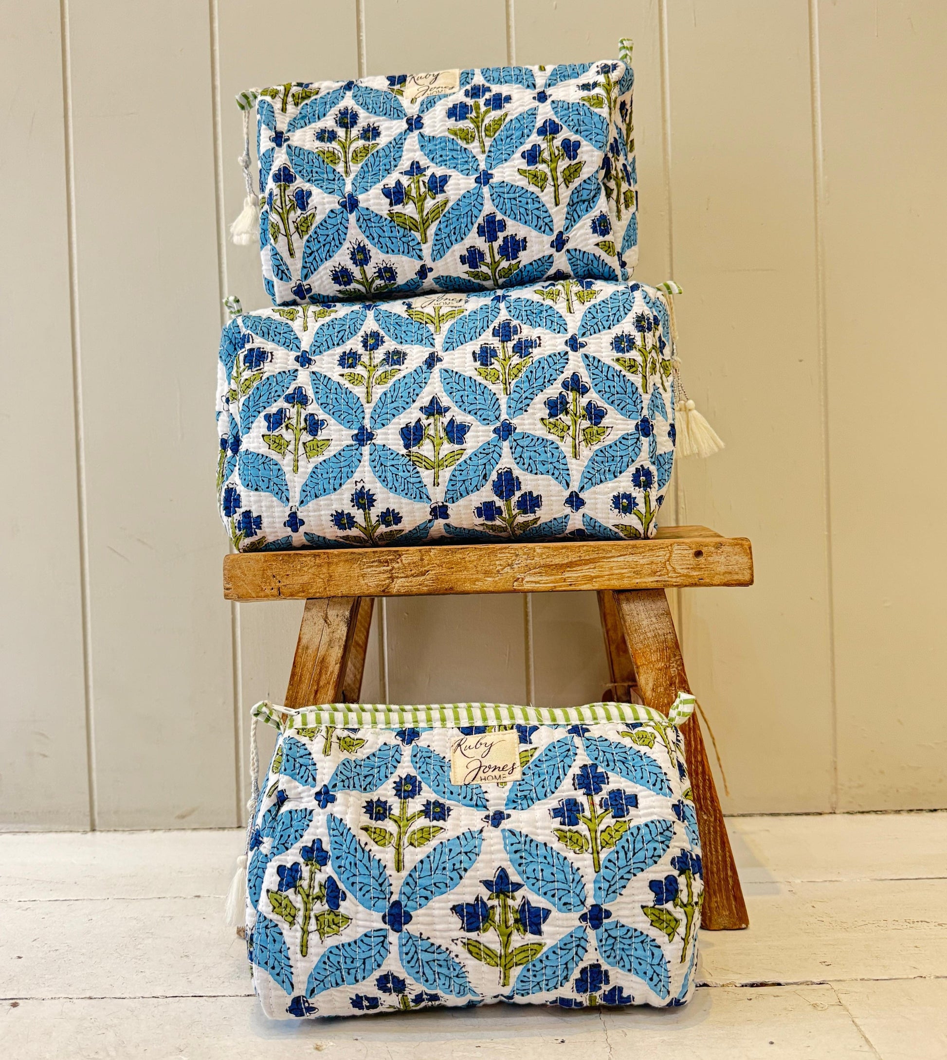 Cosmetics Bags Cosmetics Bag - Blue Wildflowers Trellis