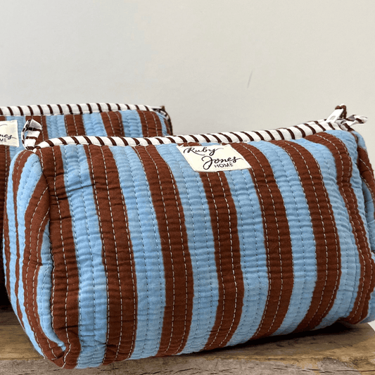 Cosmetics Bags Cosmetics Bag - Cocoa & Sky Stripes