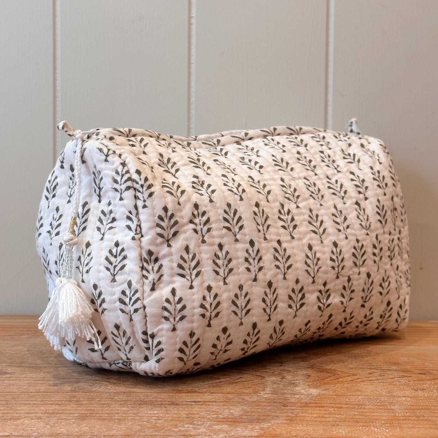 Lifestyle Cosmetics Bag - Olive & White Geometric