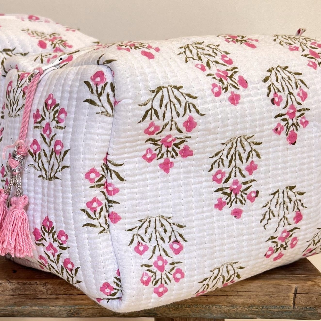 Cosmetics Bags Cosmetics Bag - Pink Posy on White