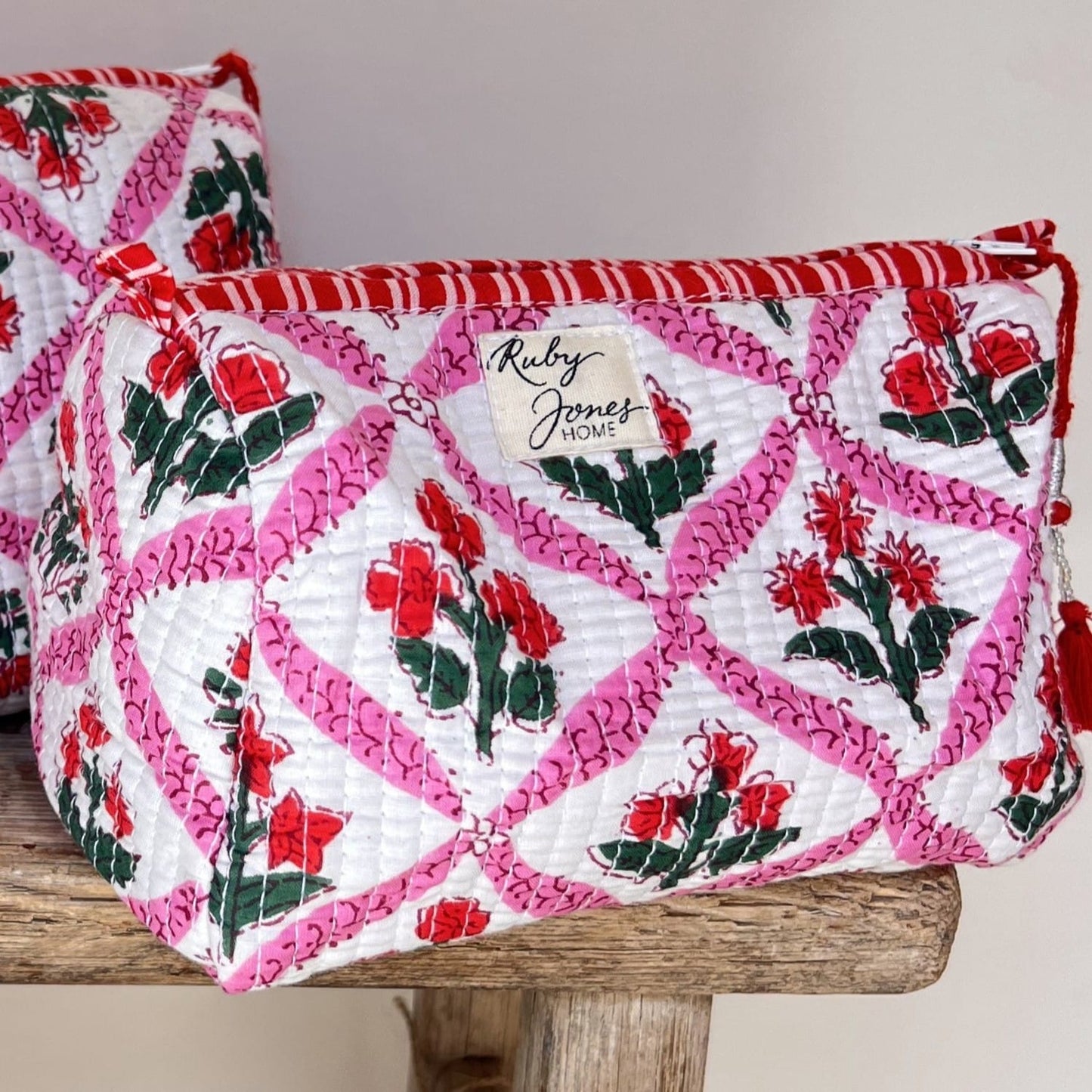 Cosmetics Bags Cosmetics Bag - Poppy Pink Trellis