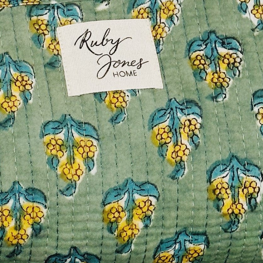 Lifestyle Cosmetics Bag - Sage Green & Gold Flowers