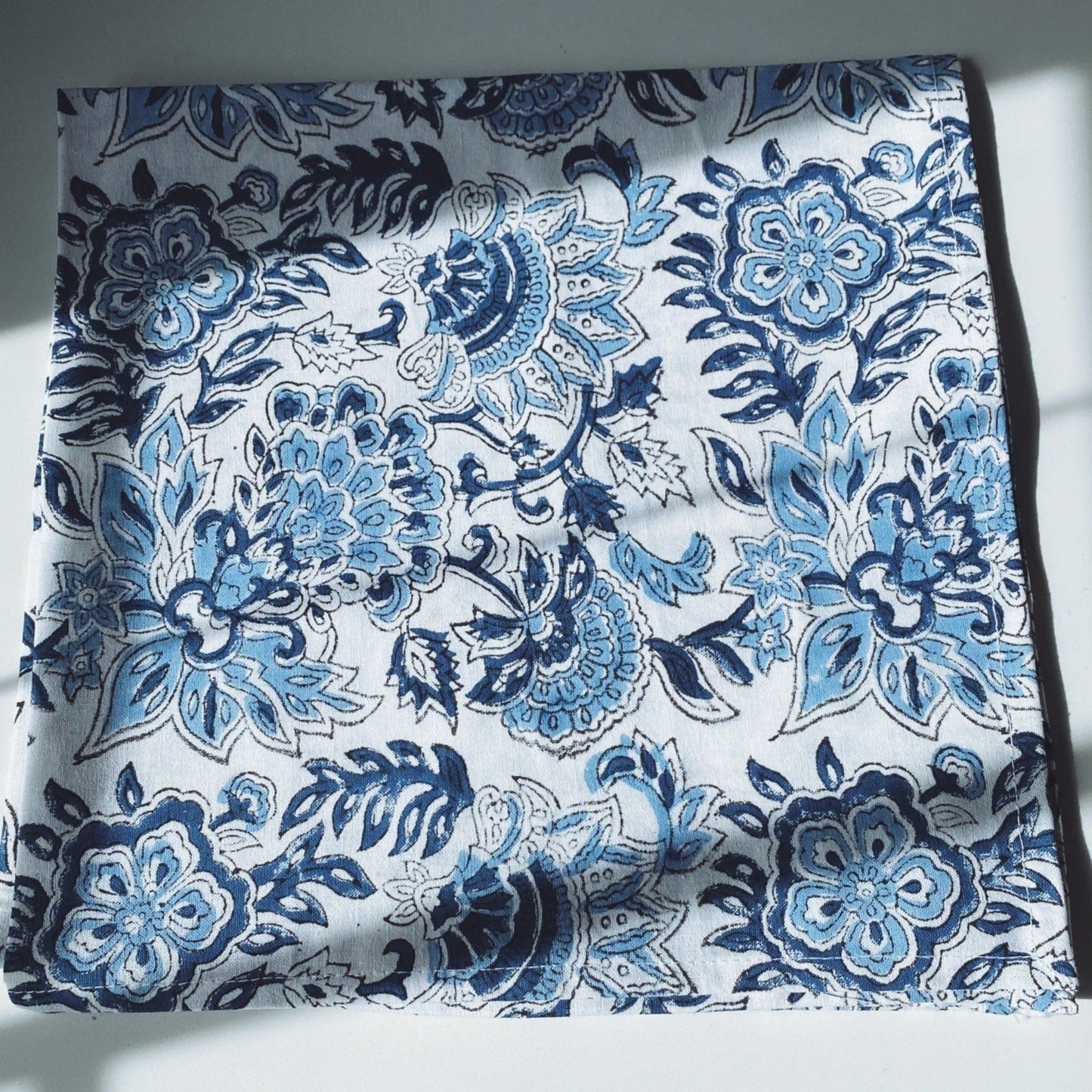 Cloth Cotton Blockprint Napkin - Blue Botanical 24931