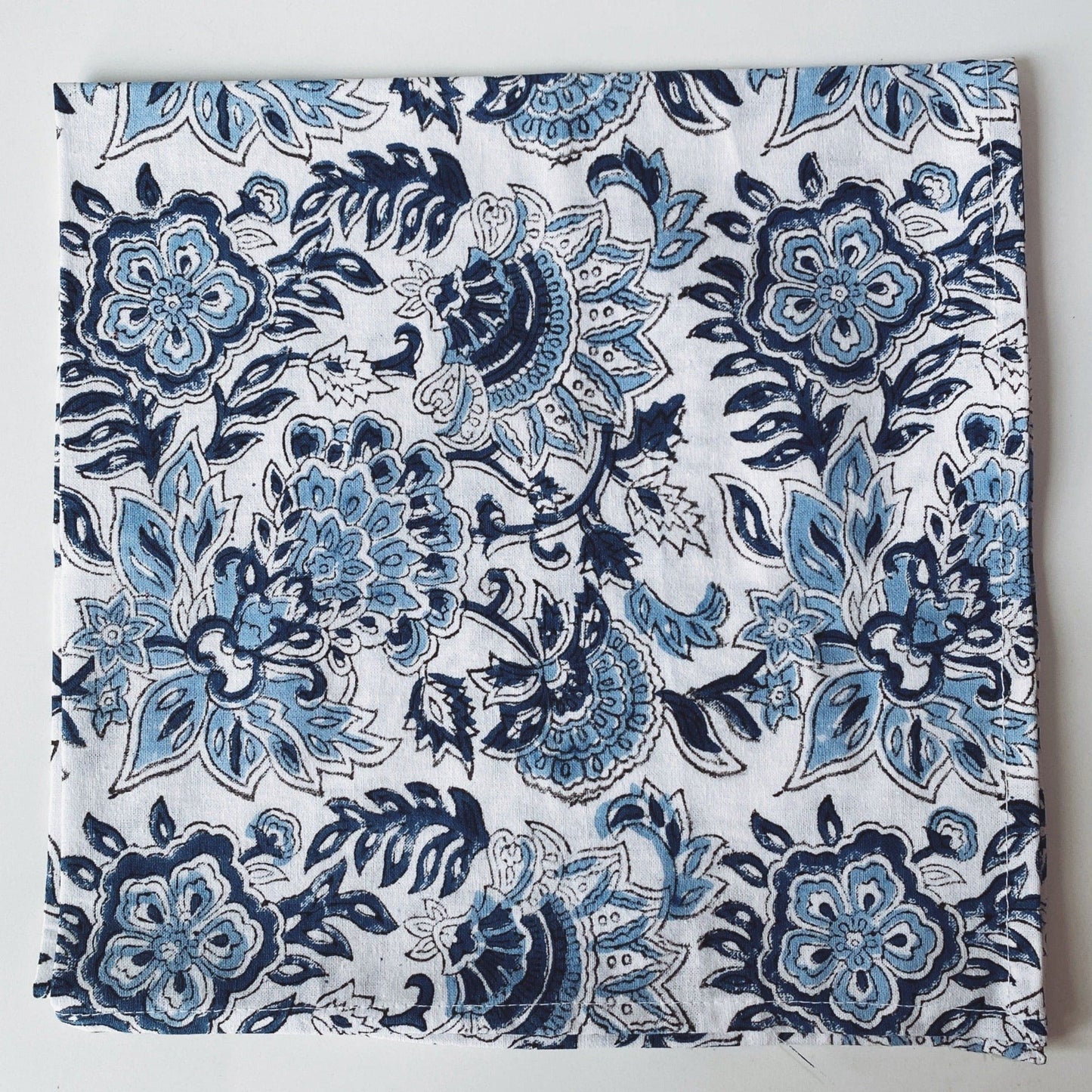 Cloth Cotton Blockprint Napkin - Blue Botanical 24931