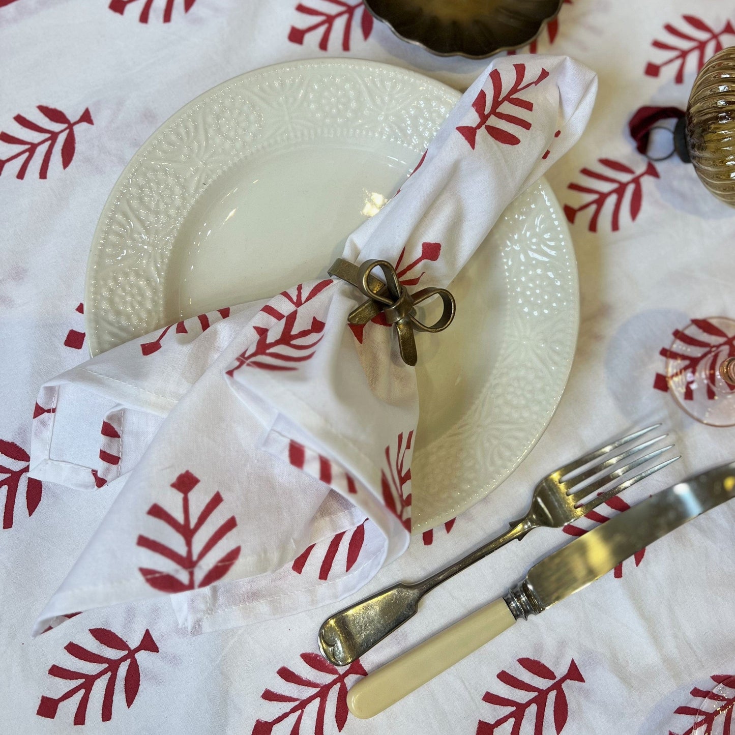 Cloth Cotton Blockprint Napkin - Christmas Red 26568