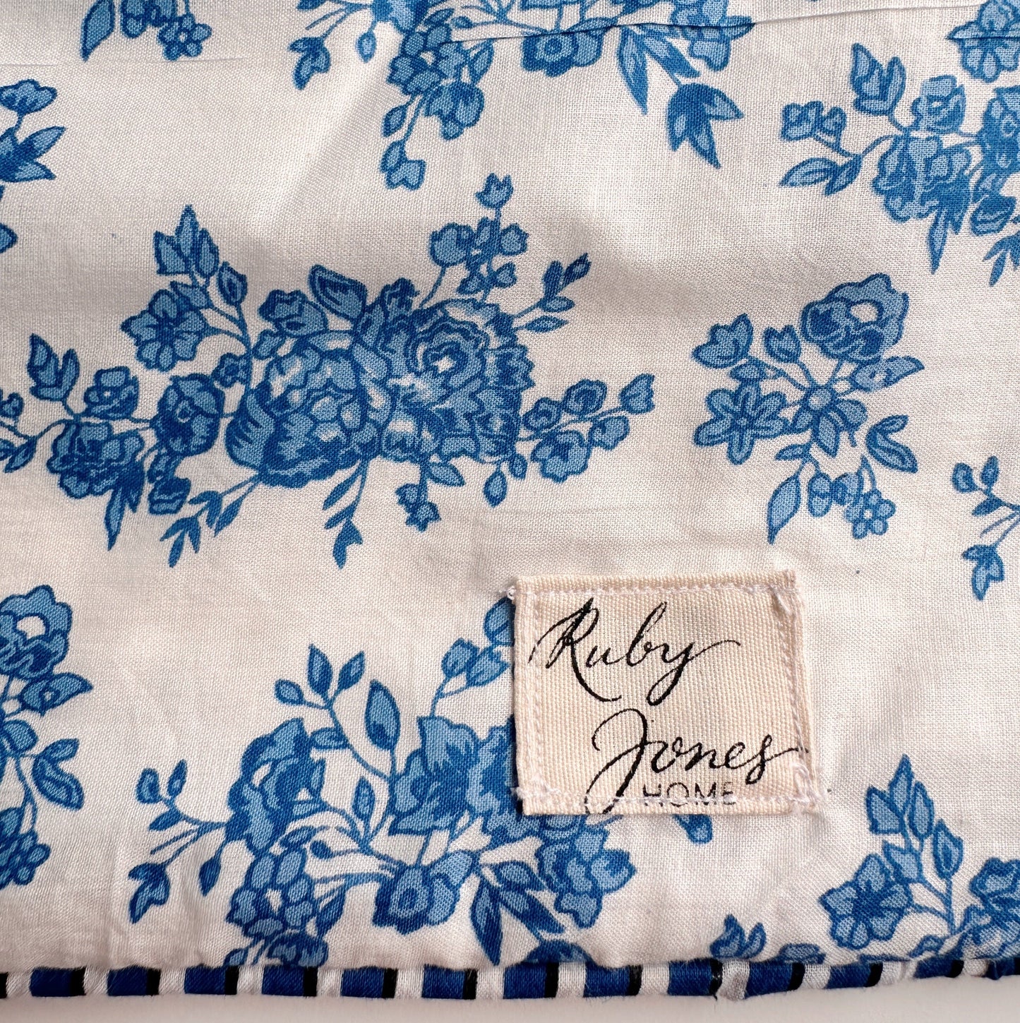 Cushions Cushion - Blue Country Flowers Blue Stripe Piping 21780