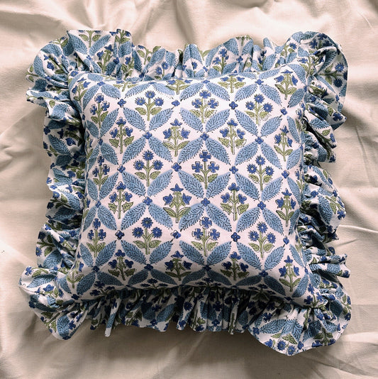Cushions Cushion - Blue Wildflowers Trellis New 24449