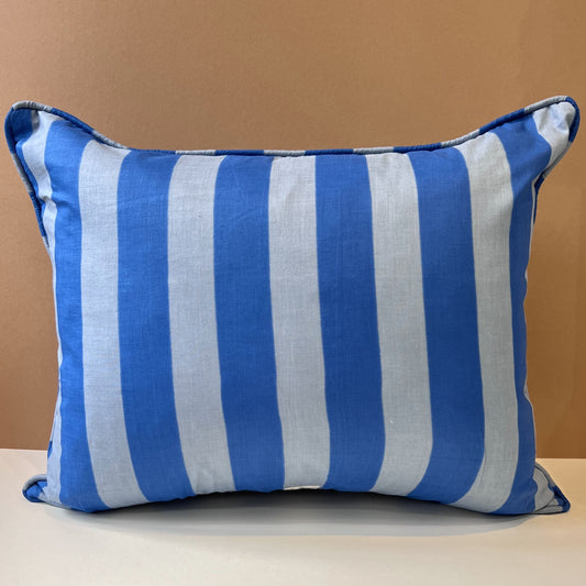 Cushions Cushion - Denim & Sky Blue Wide Stripe with Ruffle or Piping