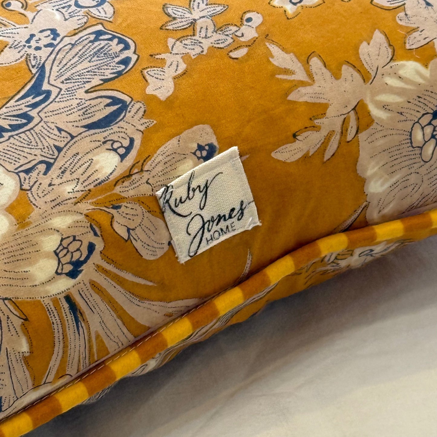 Cushions Cushion - Detailed Botanicals on Ochre / Matching Stripe Piping 25072