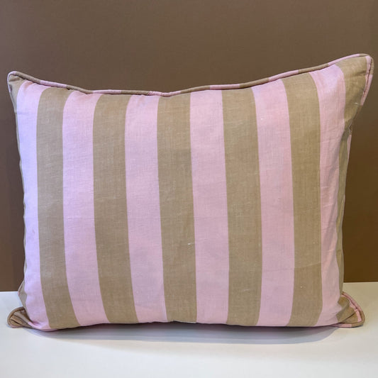 Cushions Cushion - Latte & Blush Wide Stripe with Matching Piping or Ruffle