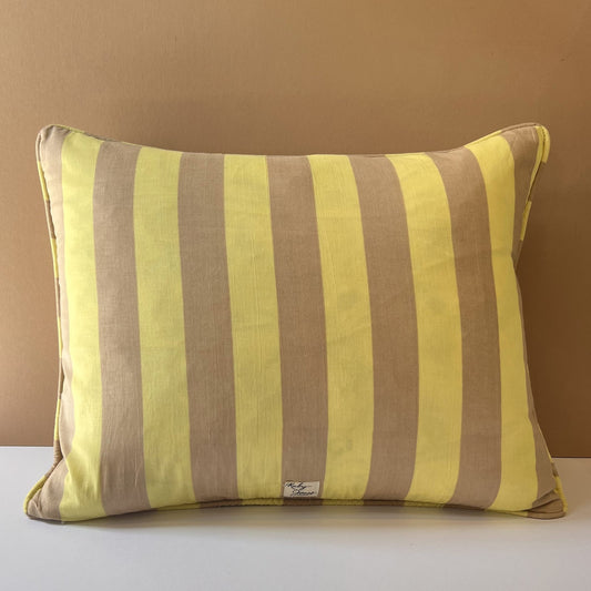 Cushions Cushion - Latte & Key Lime Wide Stripe with Ruffle or Piping Matching Piping 26676