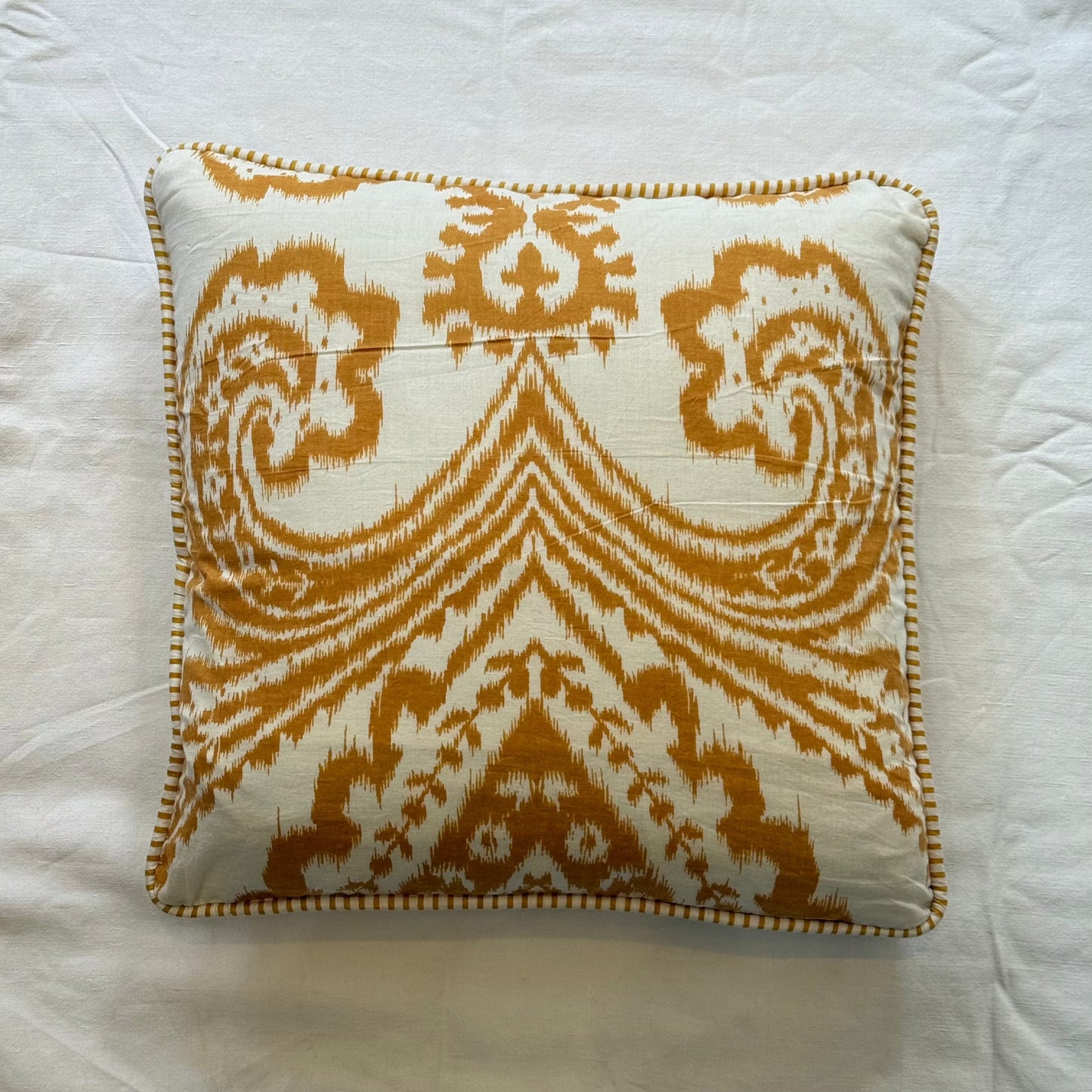 Cushions Cushion - Ochre Ikat with Matching Piping 25070