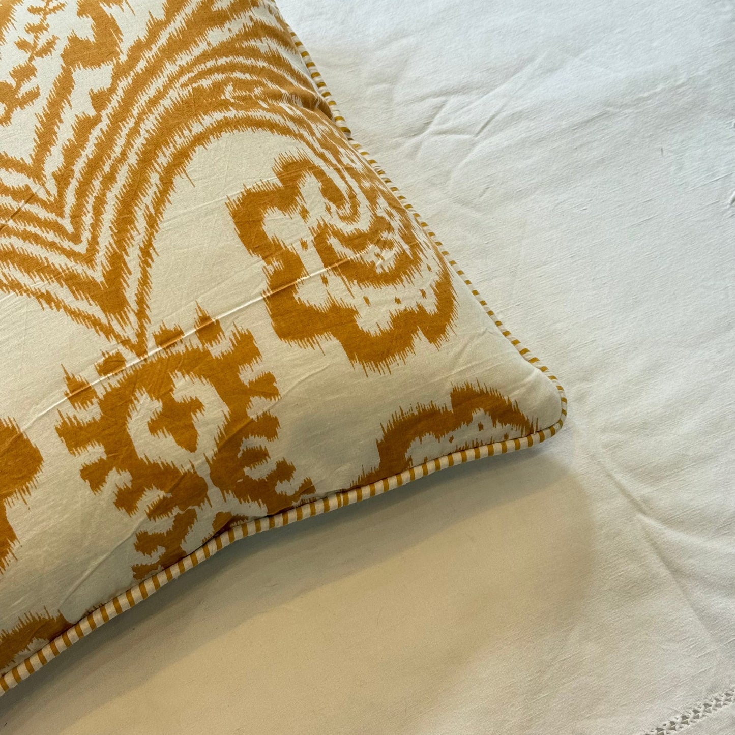 Cushions Cushion - Ochre Ikat with Matching Piping 25070