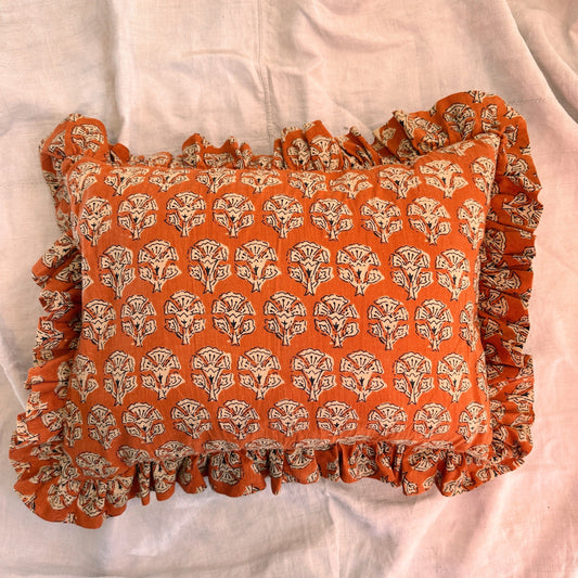 Cushions Cushion - Sandstone on Rust with Matching Ruffle 22476