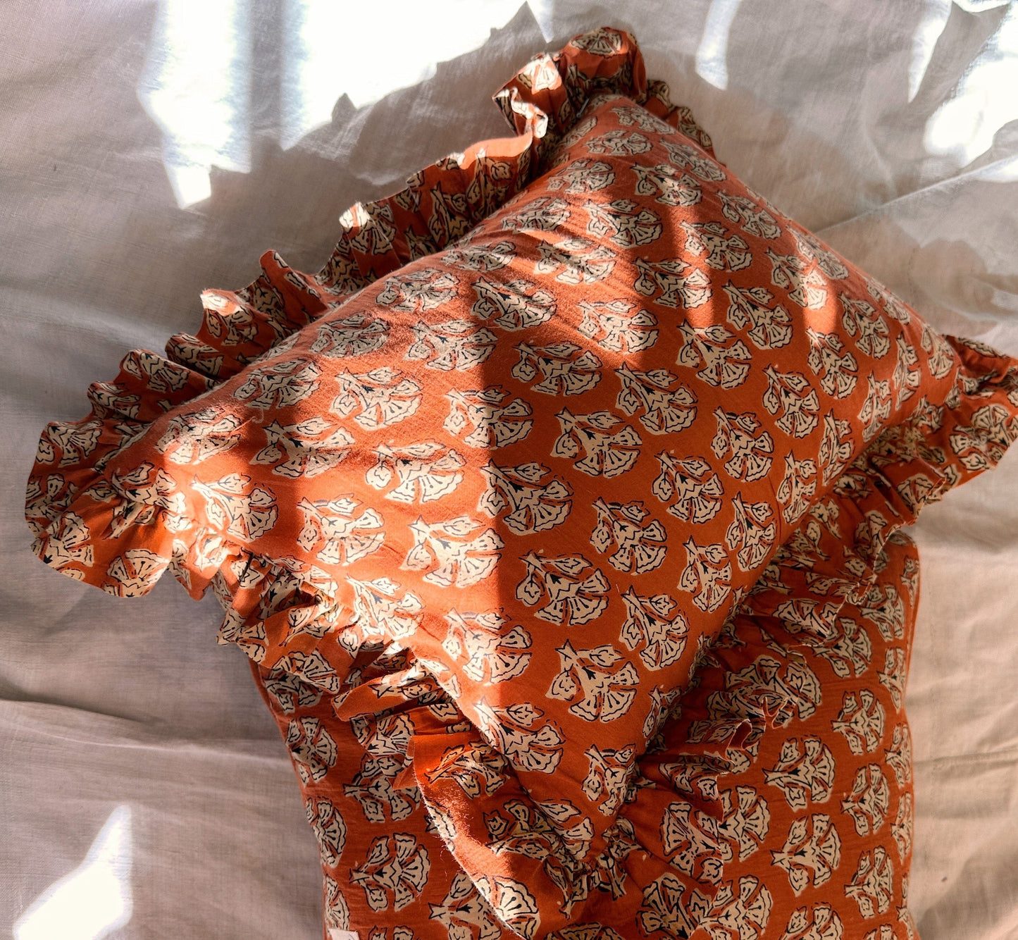 Cushions Cushion - Sandstone on Rust with Matching Ruffle 22476