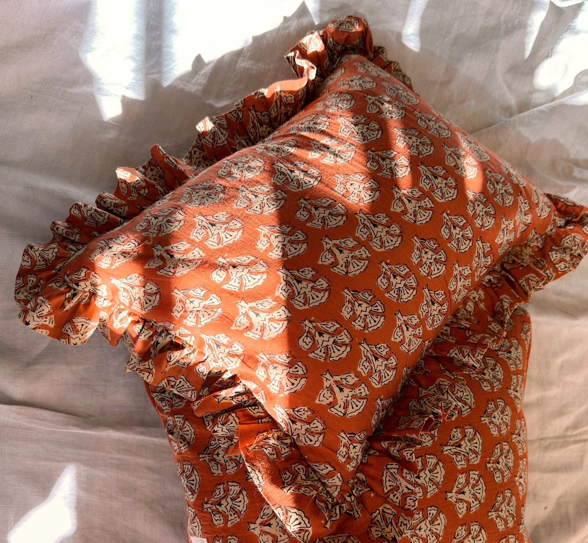 Cushions Cushion - Sandstone on Rust with Matching Ruffle 22476