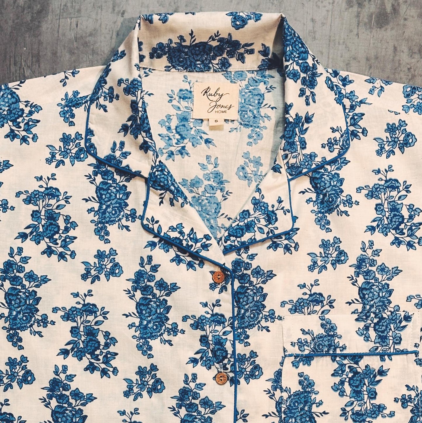 Pyjamas Fine Cotton PJ's - Full Set - Blue Country Flowers