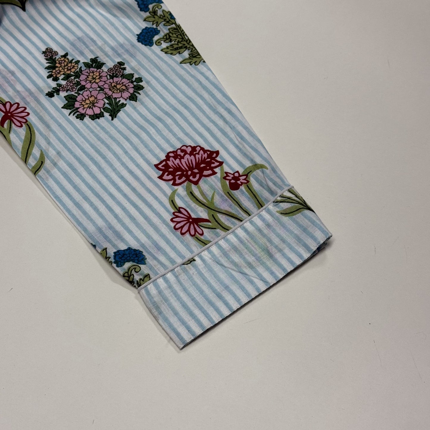 Pyjamas Fine Cotton PJ's - Wildflowers on Mint Stripe