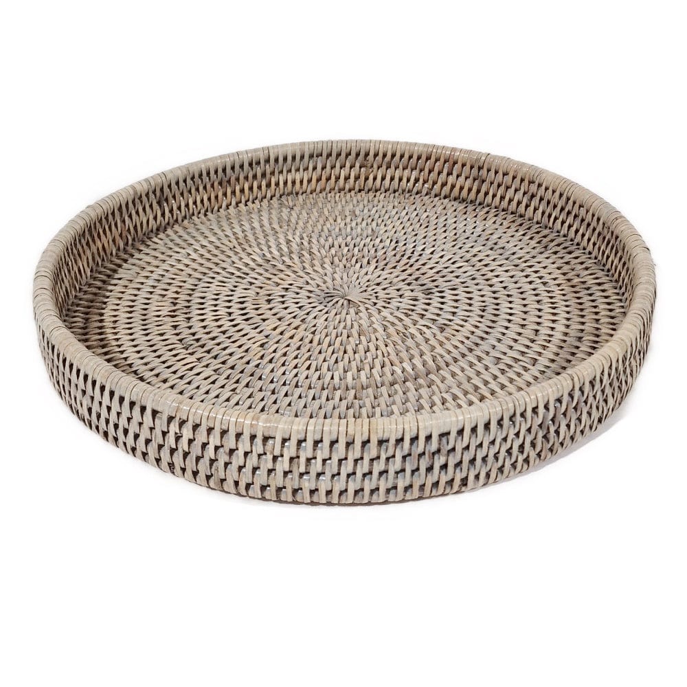 Kitchenalia Grey Rattan Round Tray 19894