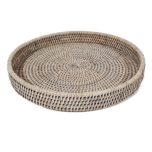 Kitchenalia Grey Rattan Round Tray 19894