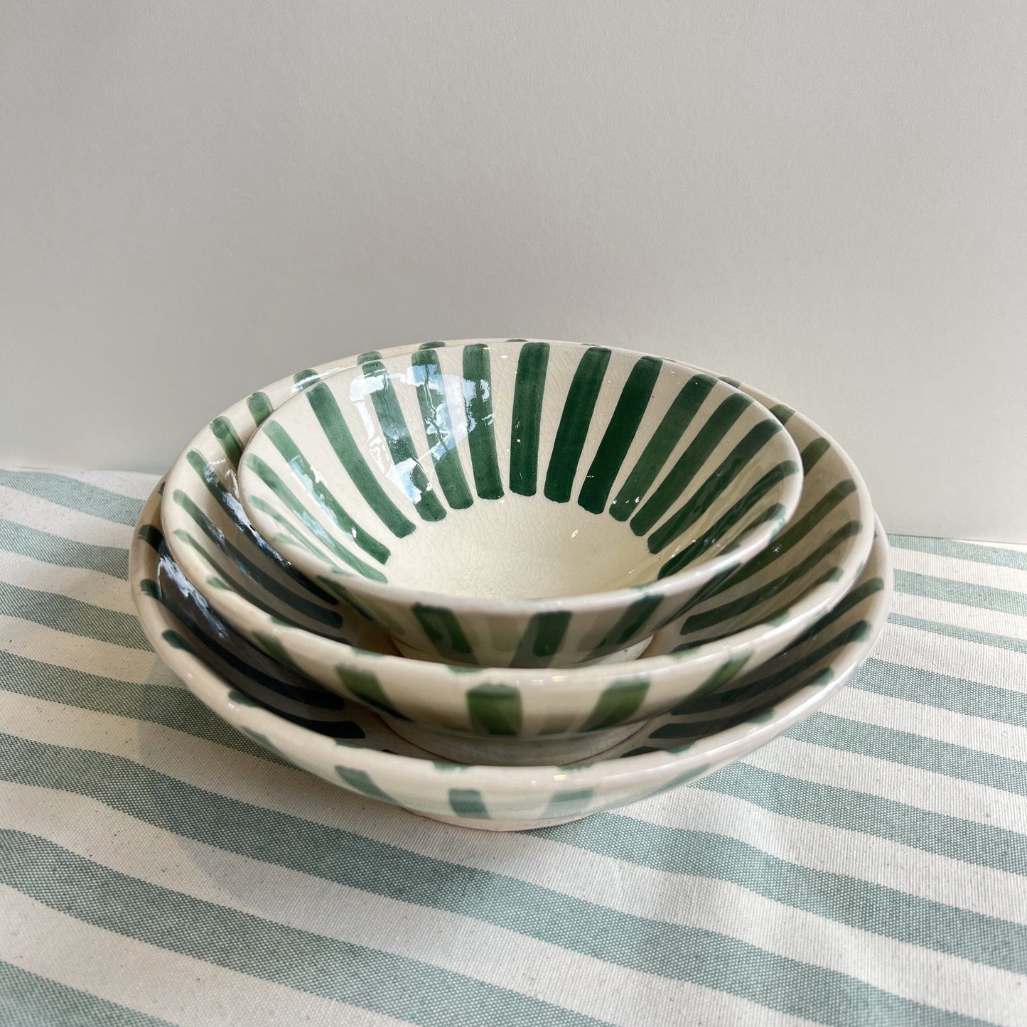 Bowls Handmade Striped Bowls Tiny / Moss Green 25286