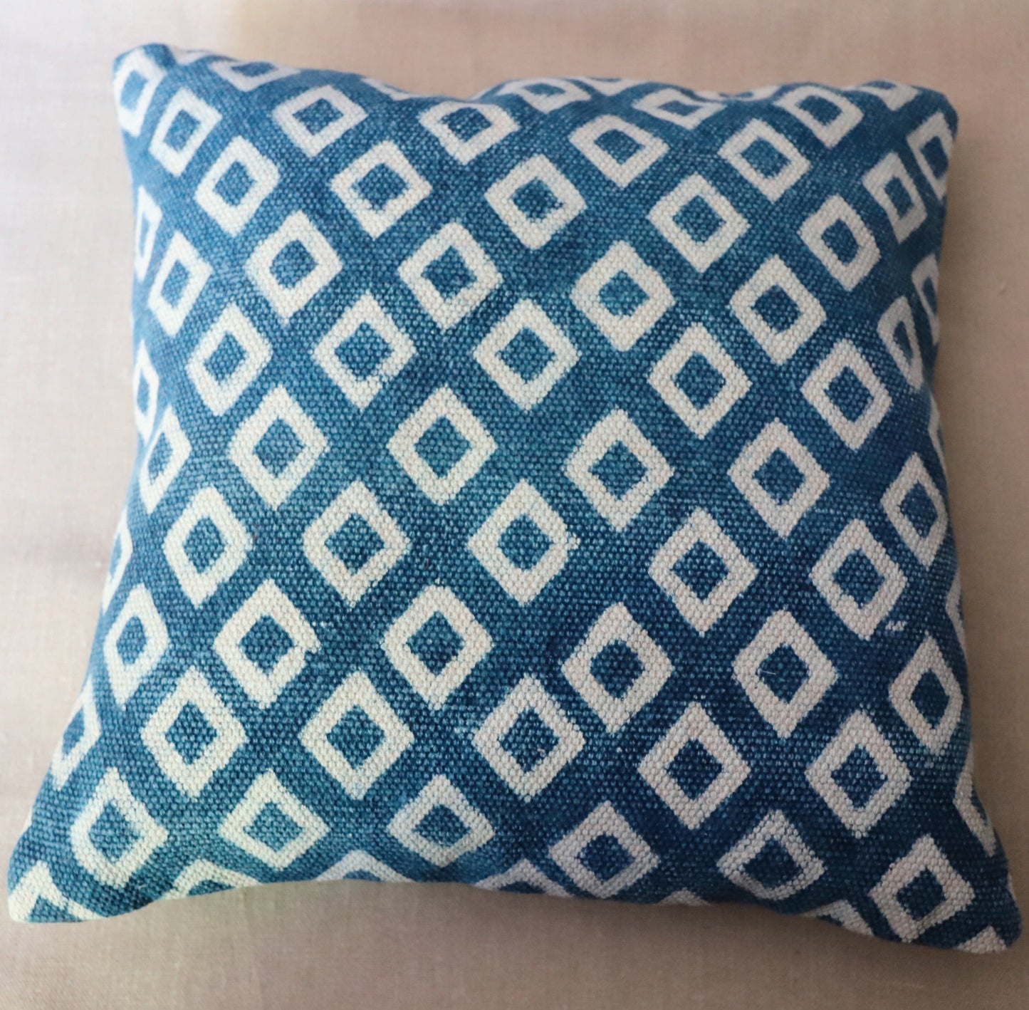 Cushions Indigo Cotton Cushion Diamonds 20291