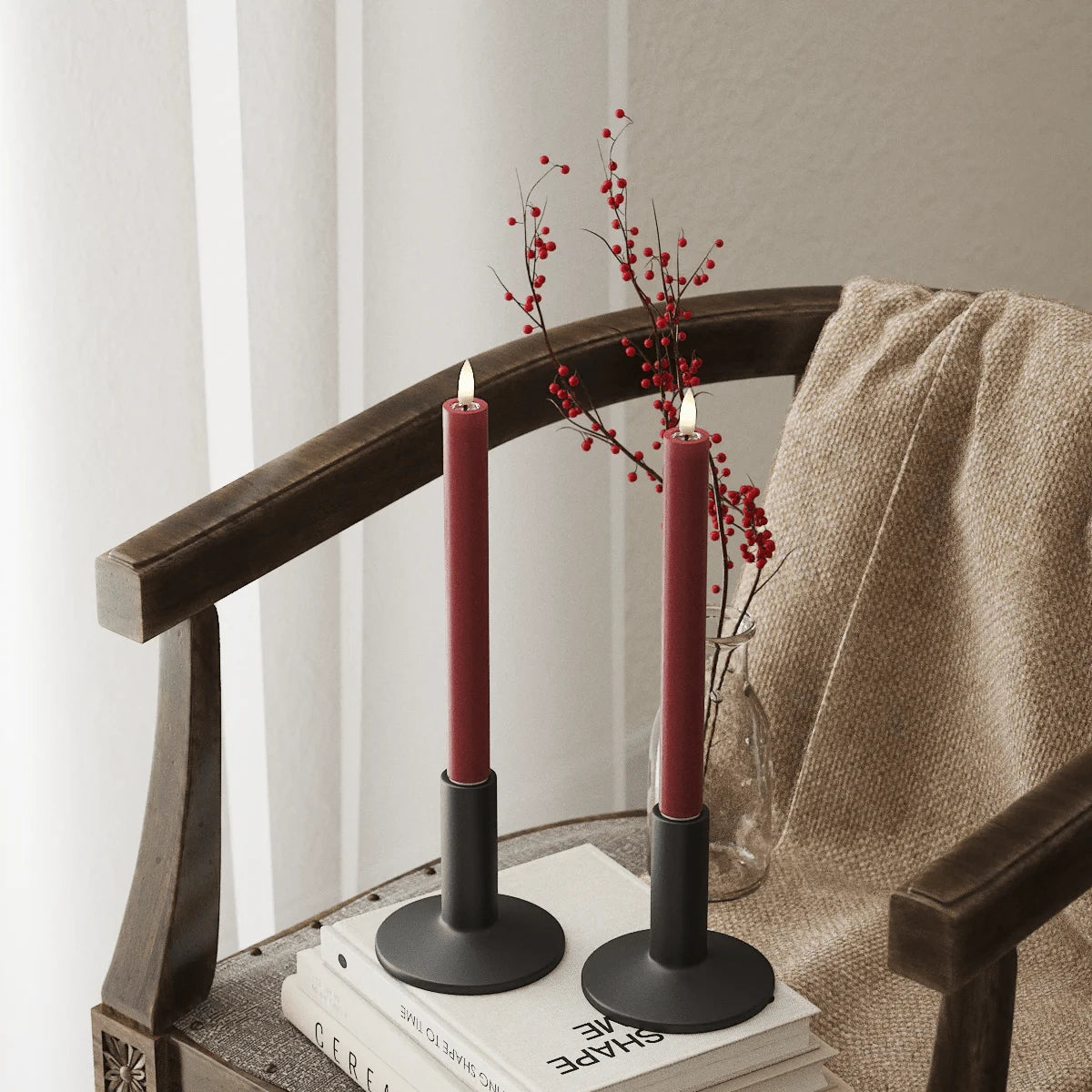 LED Candles LED Dinner Candle - 24cm - Pack of Two Bordeaux 23404