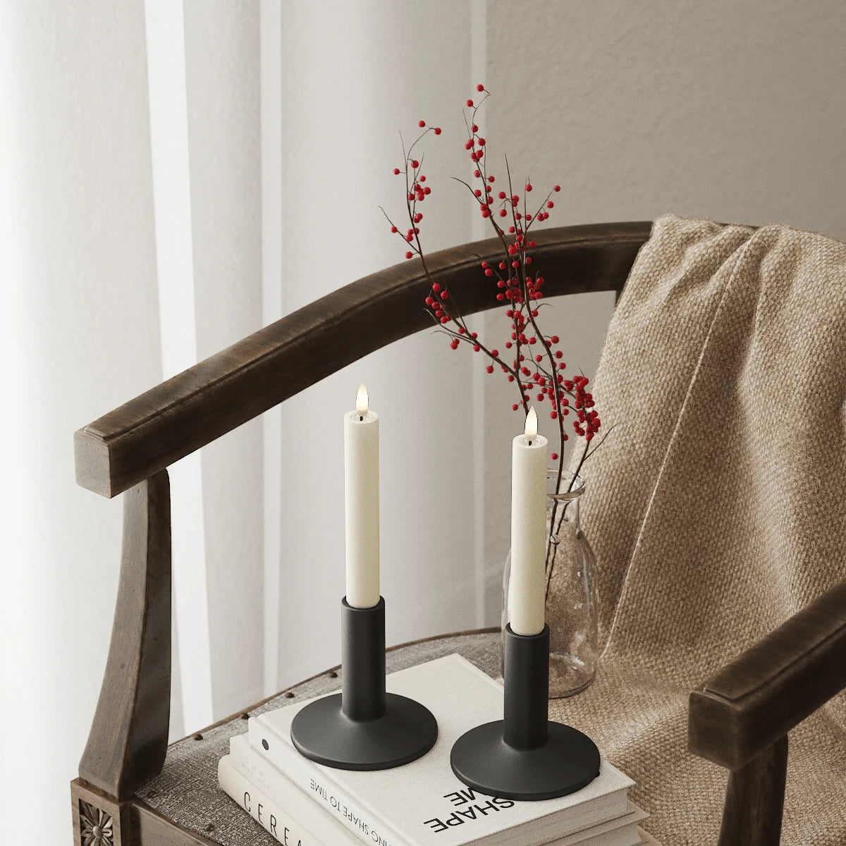 LED Candles LED Dinner Candle - D: 2cm x H: 15cm/ Pack of Two Cream 23412