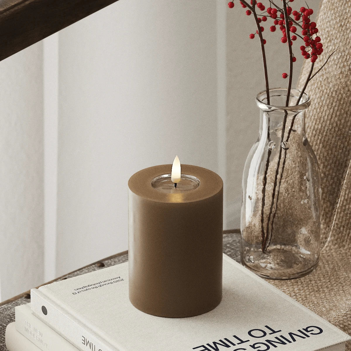 LED Candles LED Pillar Candle D:7.5 cm x H: 10 cm Caramel 25916