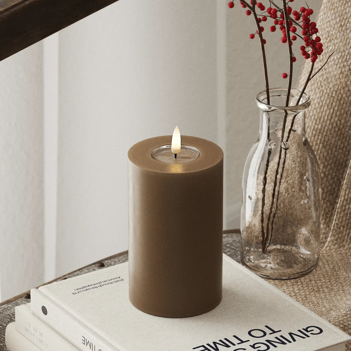 LED Candles LED Pillar Candle D: 7.5 cm x H: 12.5 cm Caramel 25917
