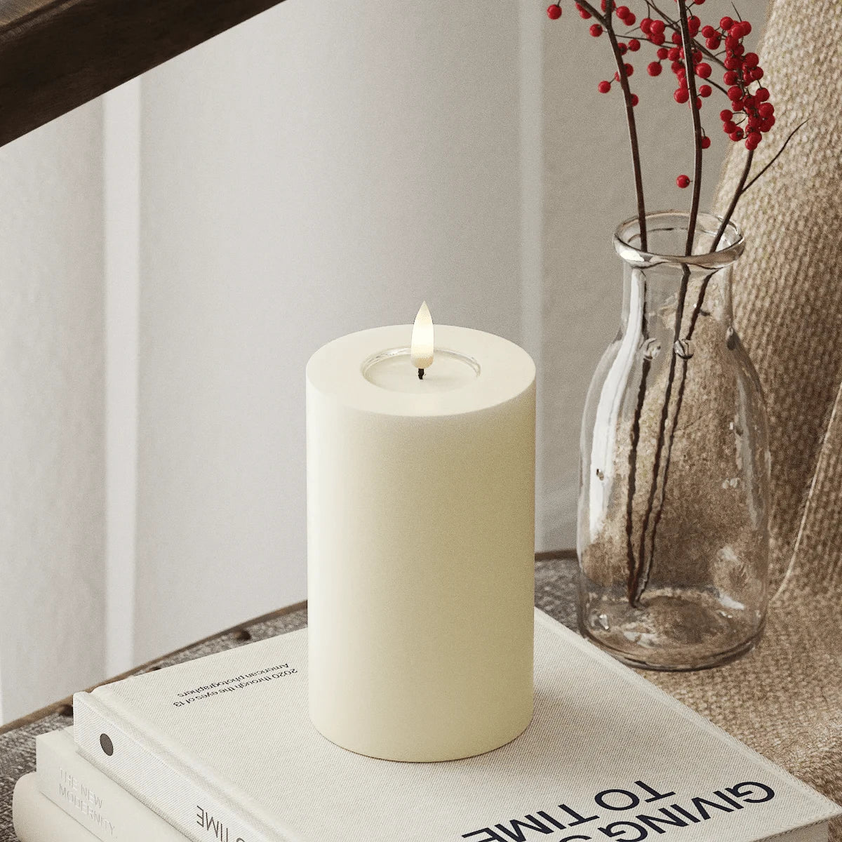 LED Candles LED Pillar Candle D: 7.5 cm x H: 12.5 cm Cream 22357