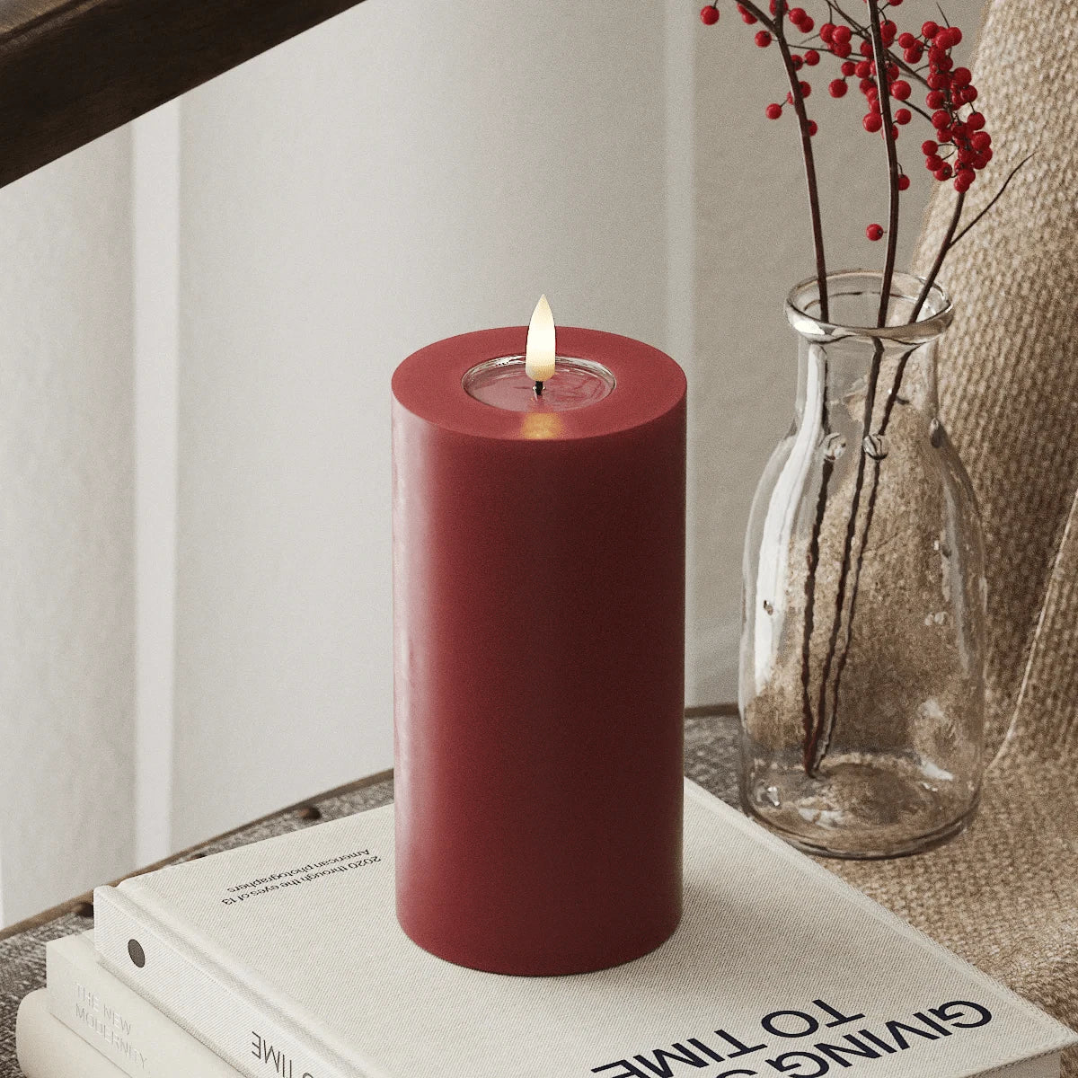 LED Candles LED Pillar Candle D: 7.5cm x 15cm Bordeaux 25922