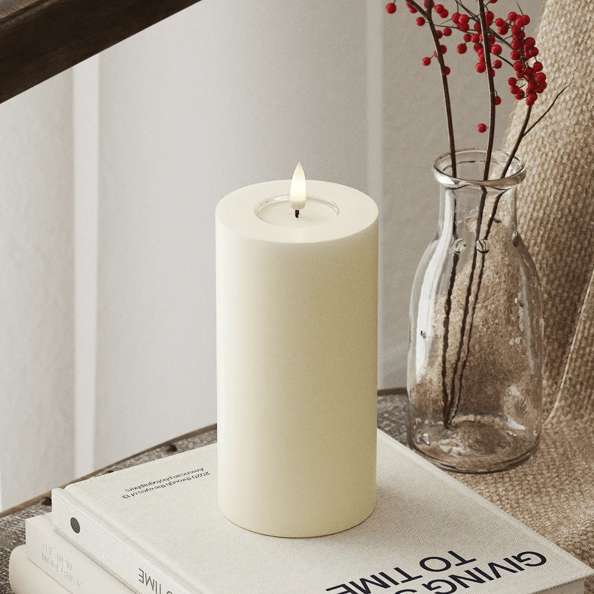LED Candles LED Pillar Candle D: 7.5cm x 15cm Cream 25919