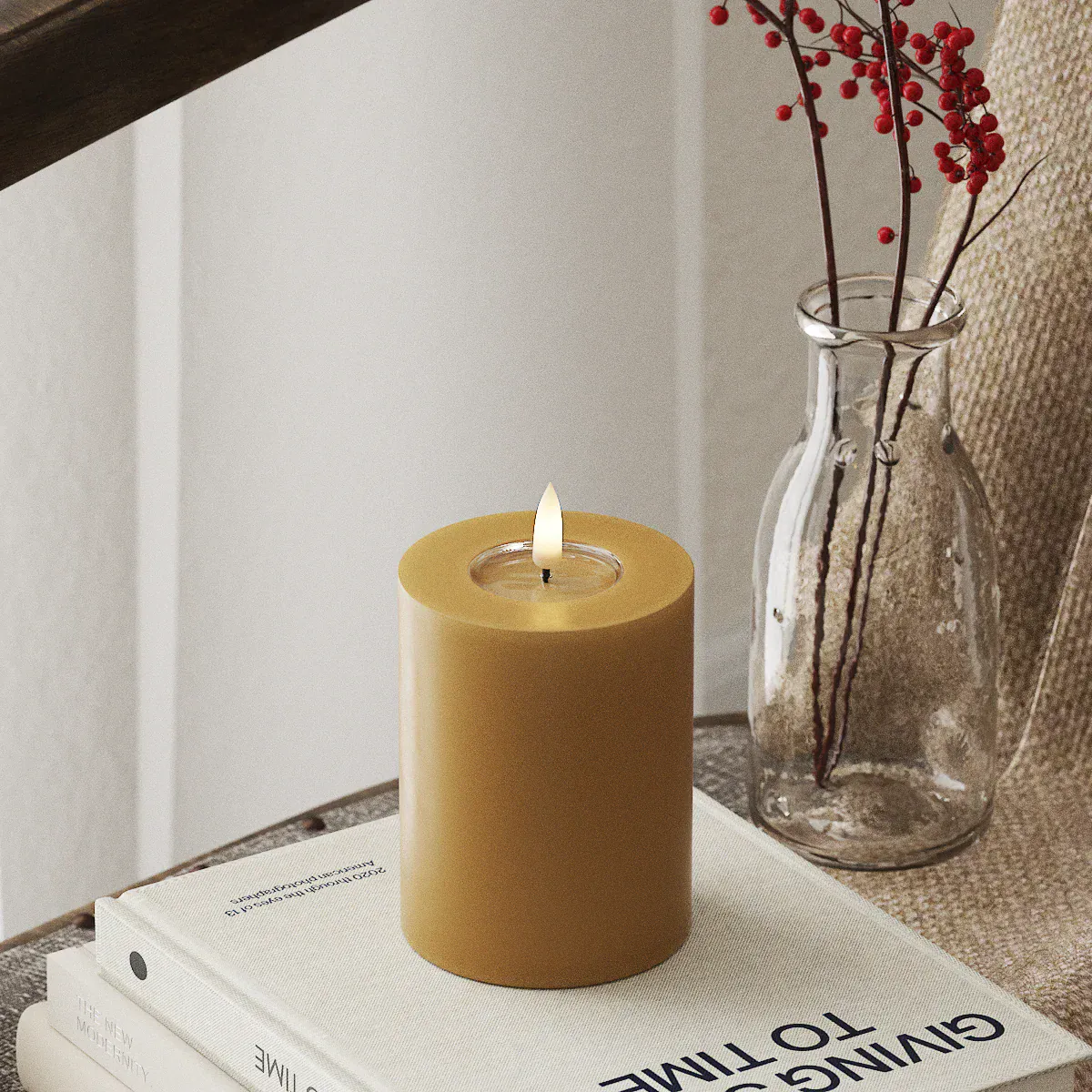 LED Candles LED Pillar Candle - Dia:7.5 cm x H: 10 cm Curry 27594