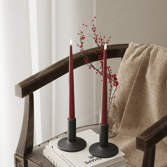 LED Candles LED Shiny Dinner Candle - D: 2cm x H: 28cm/ Pack of Two Bordeaux 25931