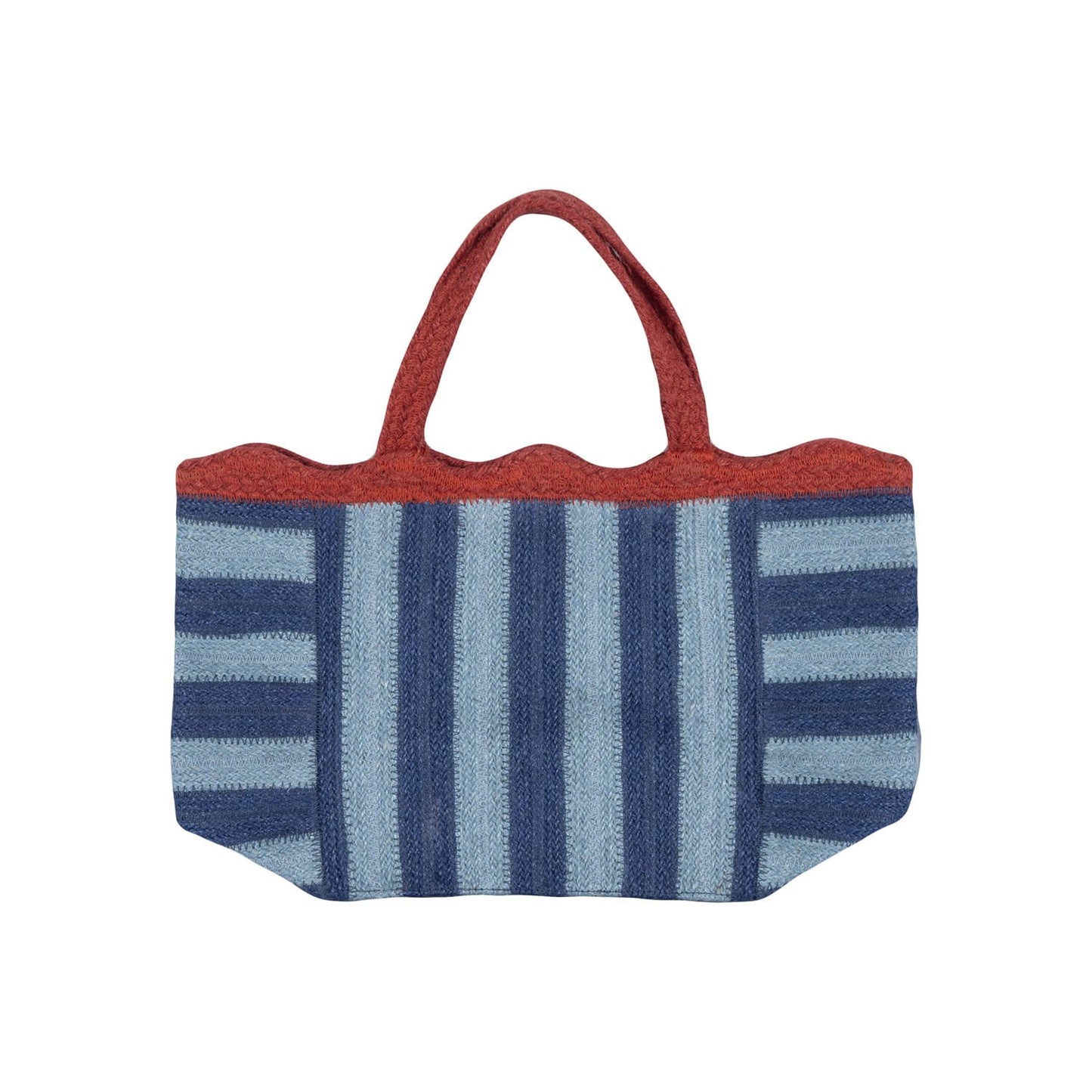 Tote Bags Mini Scalloped Jute Tote Blueberry 27116