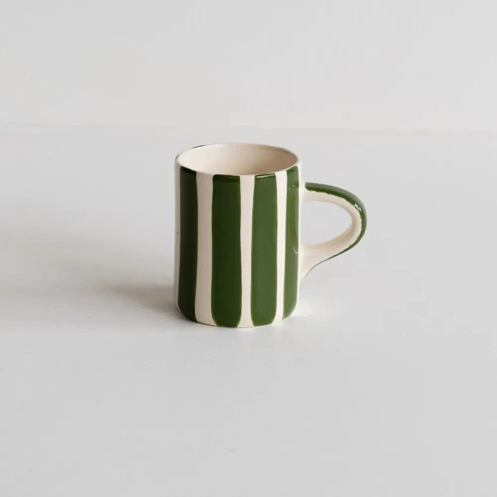 Musango Products Musango Espresso Cups -Candy Stripe Moss Green 23364