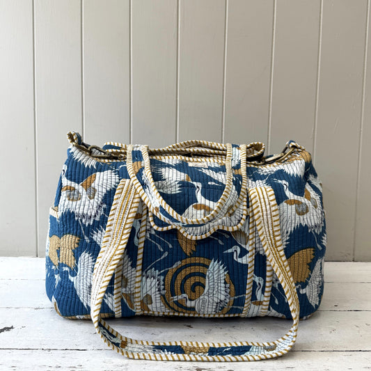 Overnighter Bags Overnighter - Golden Cranes on Sapphire Blue 25437