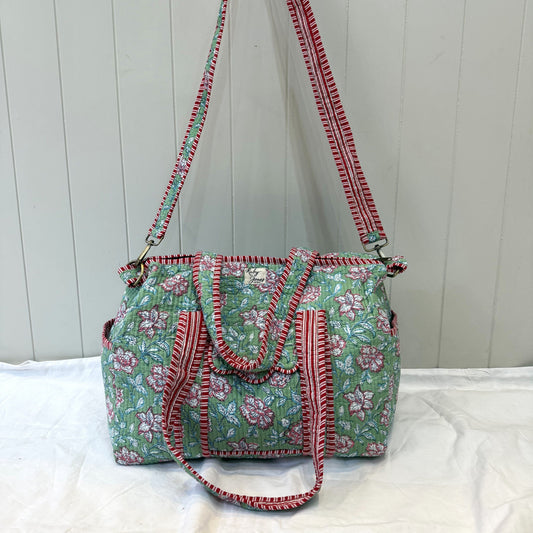 Overnighter Bags Overnighter - Pink Climbing Flowers on Mint 25077