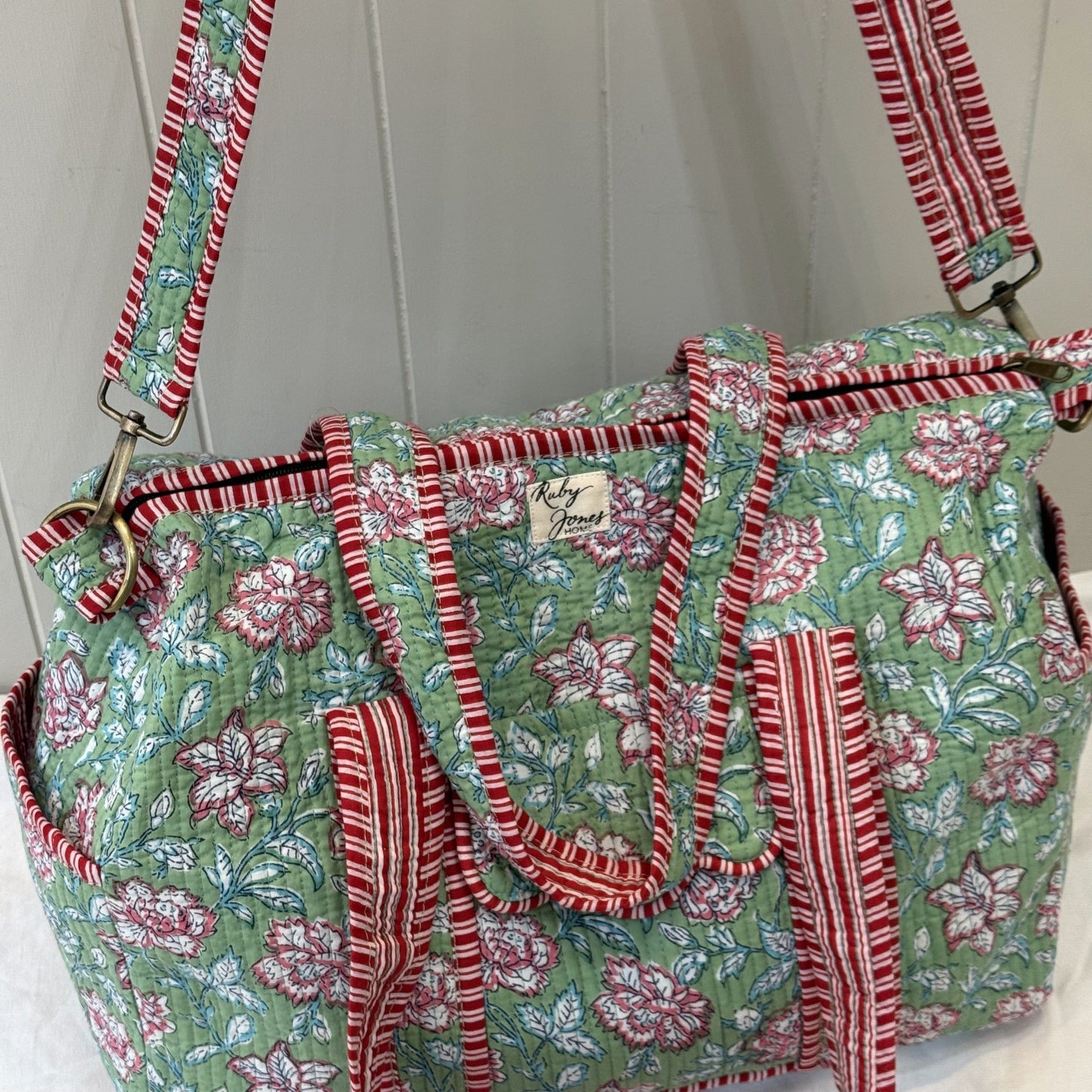 Overnighter Bags Overnighter - Pink Climbing Flowers on Mint 25077
