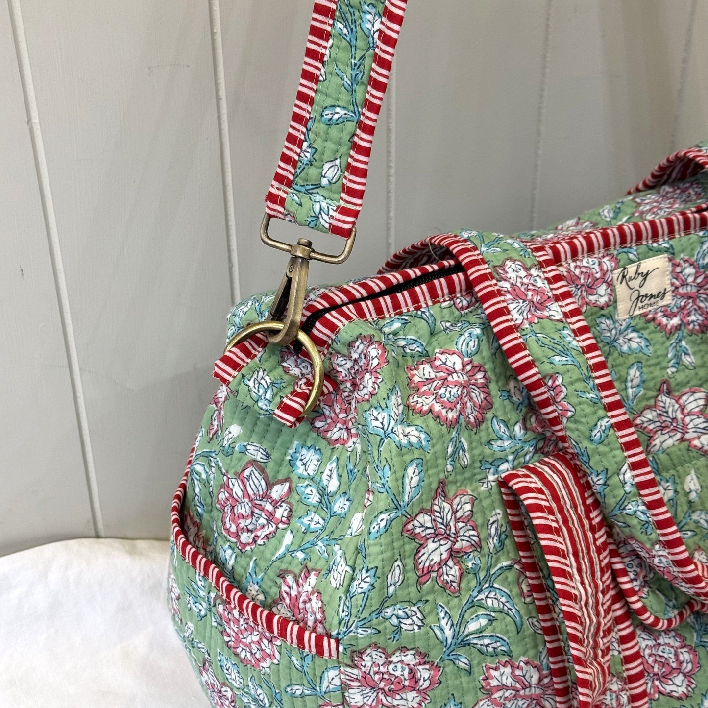 Overnighter Bags Overnighter - Pink Climbing Flowers on Mint 25077