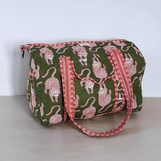 Overnighter Bags Overnighter - Red Tigers on Green 24233