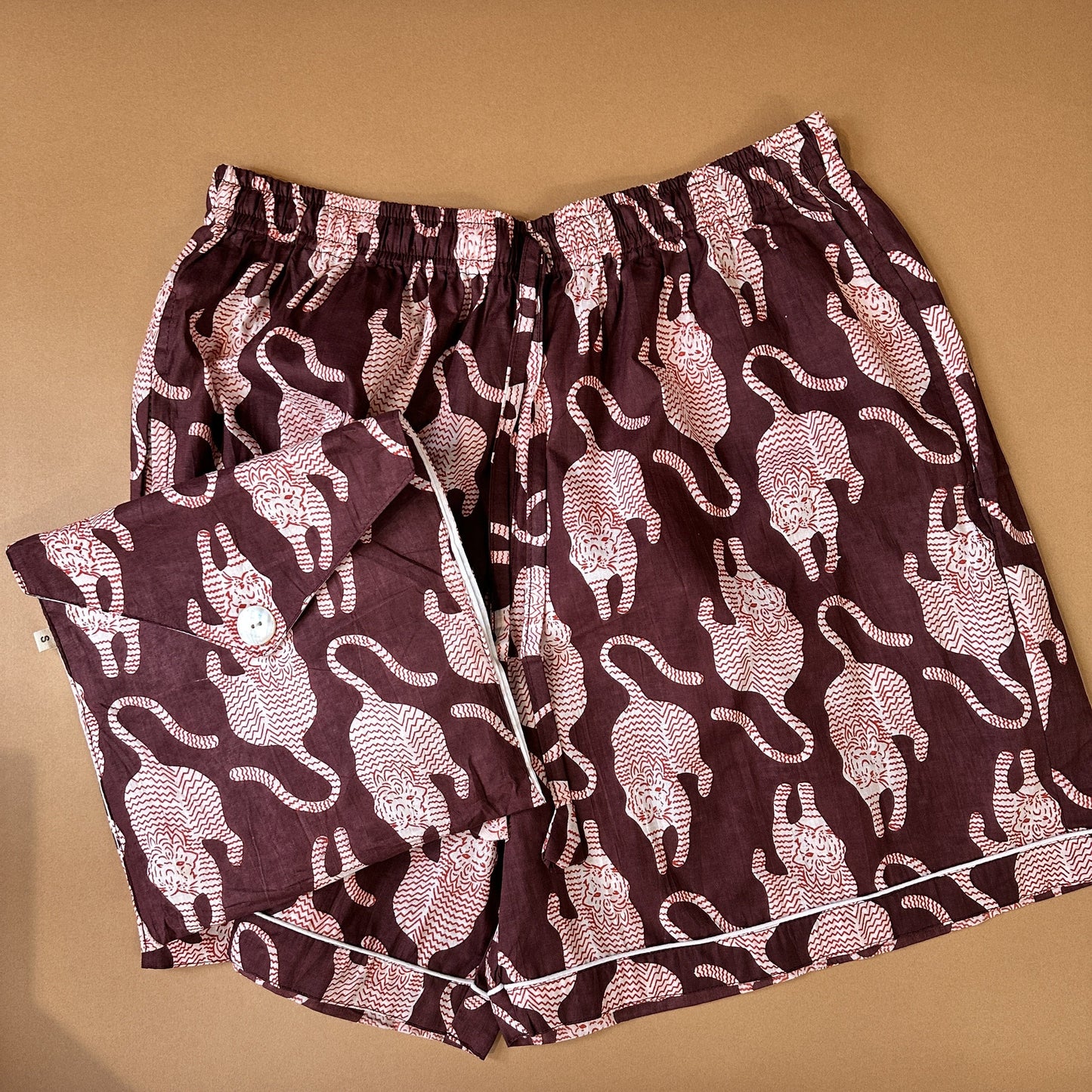Pyjamas PJ Shorts - Red Tigers on Conker