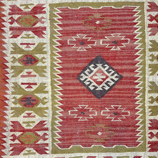 Rugs Rug - Handwoven Kilim - Pea, Brick, Oatmeal, Charcoal 25854